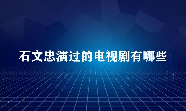 石文忠演过的电视剧有哪些