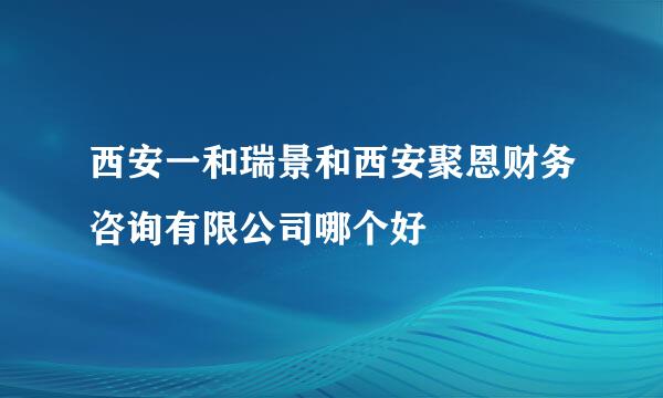 西安一和瑞景和西安聚恩财务咨询有限公司哪个好