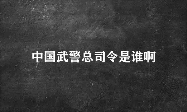 中国武警总司令是谁啊