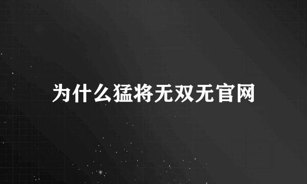 为什么猛将无双无官网