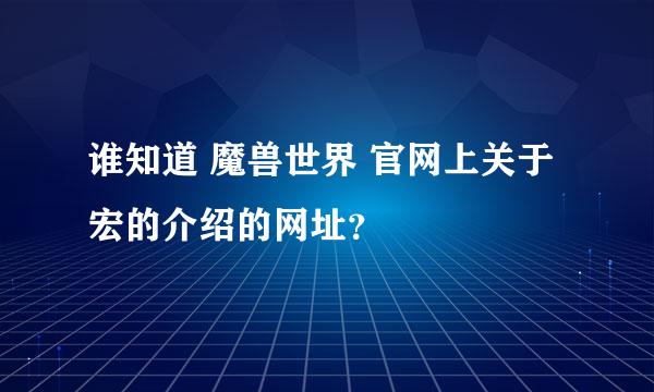 谁知道 魔兽世界 官网上关于宏的介绍的网址？