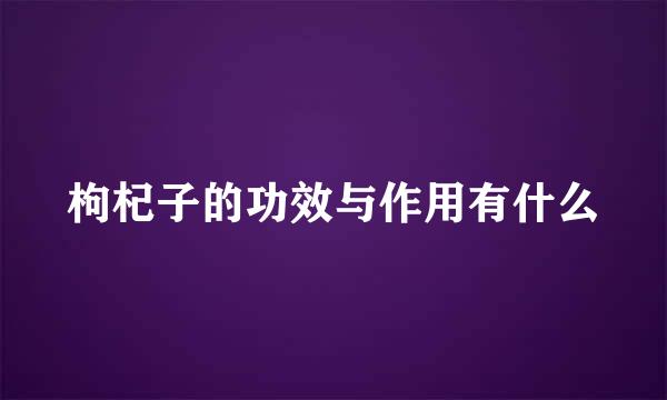 枸杞子的功效与作用有什么