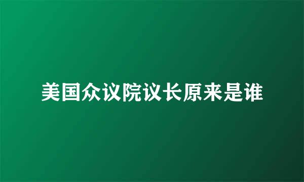 美国众议院议长原来是谁