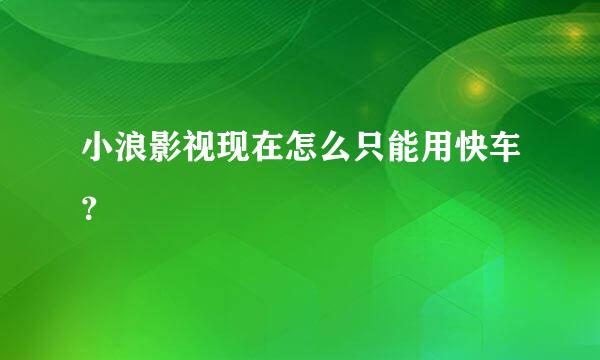 小浪影视现在怎么只能用快车？