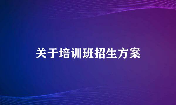 关于培训班招生方案