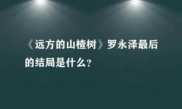 《远方的山楂树》罗永泽最后的结局是什么？