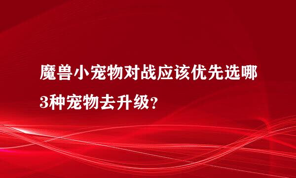 魔兽小宠物对战应该优先选哪3种宠物去升级？