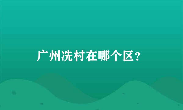 广州冼村在哪个区？