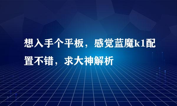 想入手个平板，感觉蓝魔k1配置不错，求大神解析