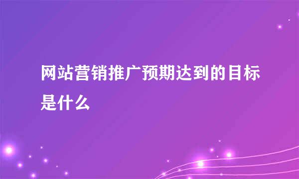 网站营销推广预期达到的目标是什么