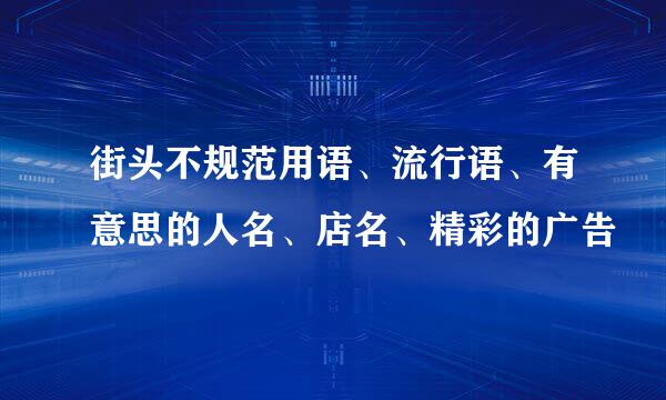 街头不规范用语、流行语、有意思的人名、店名、精彩的广告