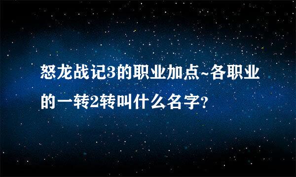 怒龙战记3的职业加点~各职业的一转2转叫什么名字？