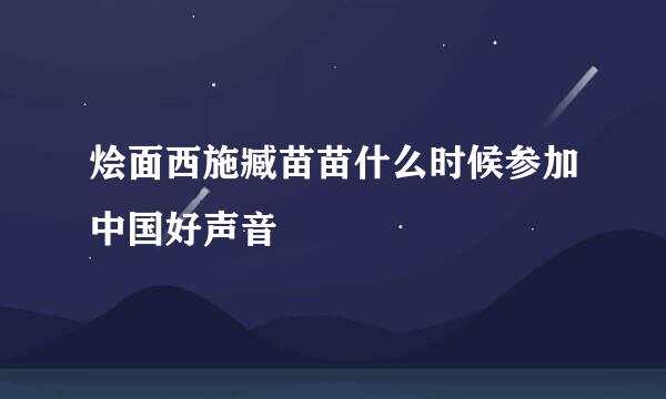 烩面西施臧苗苗什么时候参加中国好声音