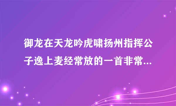 御龙在天龙吟虎啸扬州指挥公子逸上麦经常放的一首非常有节奏感的歌曲叫什么名字。求告诉