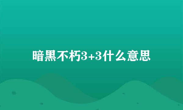 暗黑不朽3+3什么意思