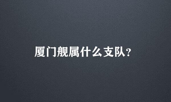 厦门舰属什么支队？