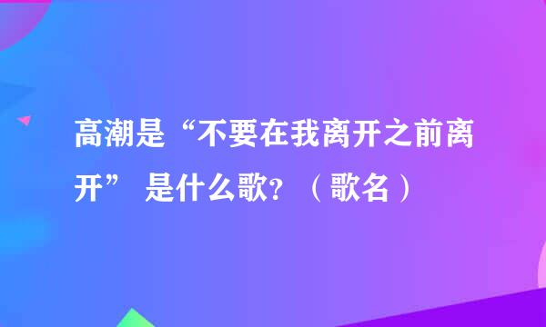 高潮是“不要在我离开之前离开” 是什么歌？（歌名）