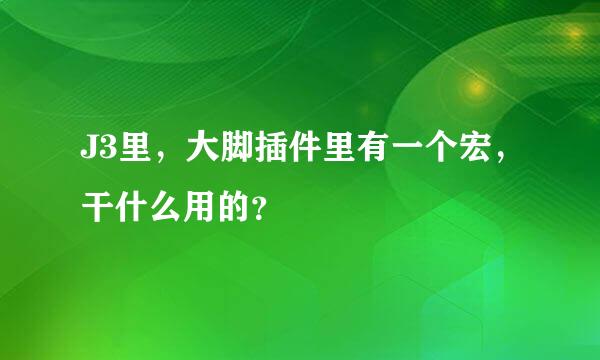 J3里，大脚插件里有一个宏，干什么用的？