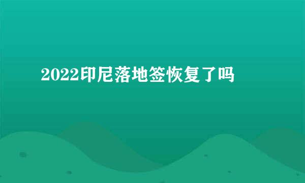 2022印尼落地签恢复了吗