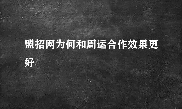 盟招网为何和周运合作效果更好