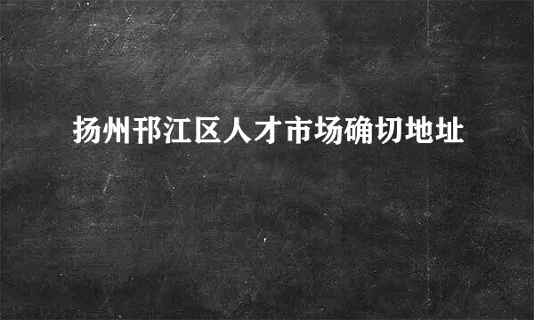 扬州邗江区人才市场确切地址