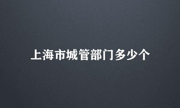 上海市城管部门多少个