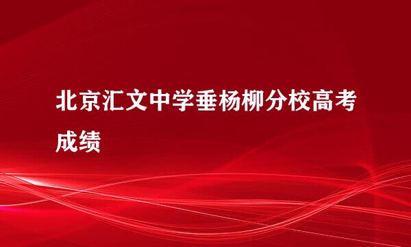 北京汇文中学垂杨柳分校高考成绩