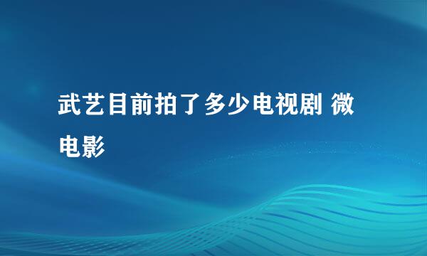 武艺目前拍了多少电视剧 微电影