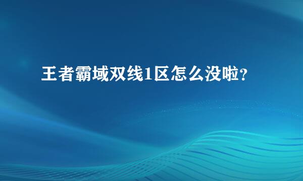 王者霸域双线1区怎么没啦？