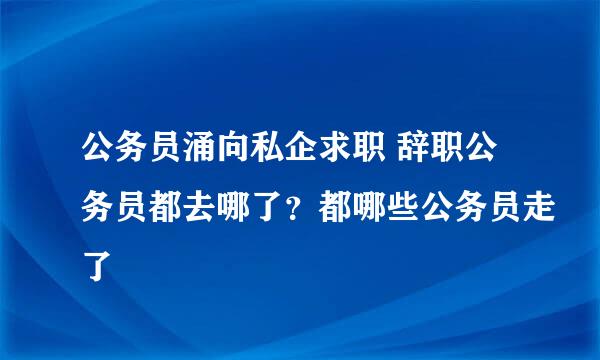 公务员涌向私企求职 辞职公务员都去哪了？都哪些公务员走了