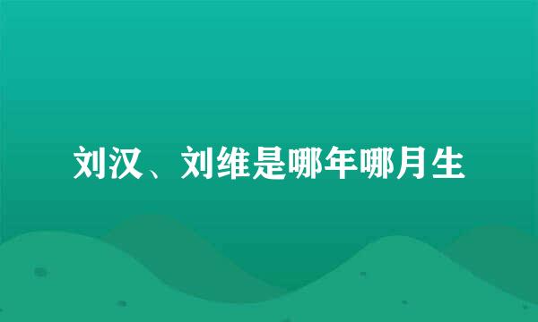 刘汉、刘维是哪年哪月生