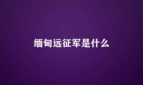 缅甸远征军是什么