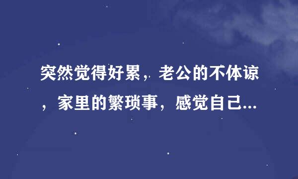 突然觉得好累，老公的不体谅，家里的繁琐事，感觉自己撑起一个家好辛苦，快坚持不住了