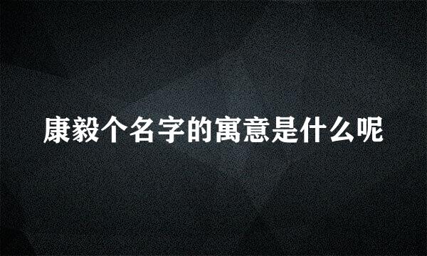 康毅个名字的寓意是什么呢