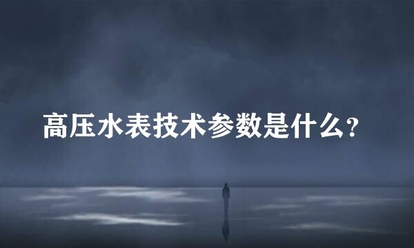 高压水表技术参数是什么？