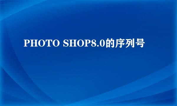 PHOTO SHOP8.0的序列号