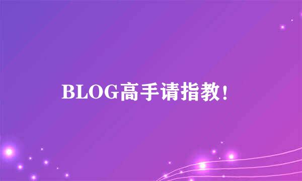 BLOG高手请指教！