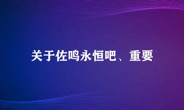 关于佐鸣永恒吧、重要