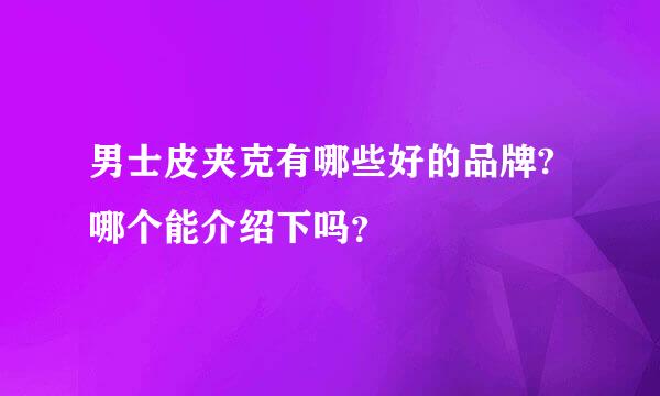 男士皮夹克有哪些好的品牌? 哪个能介绍下吗？