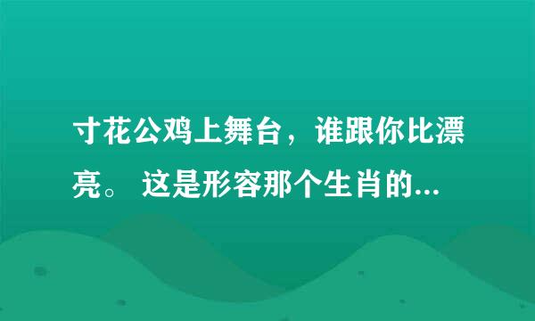 寸花公鸡上舞台，谁跟你比漂亮。 这是形容那个生肖的。并解释