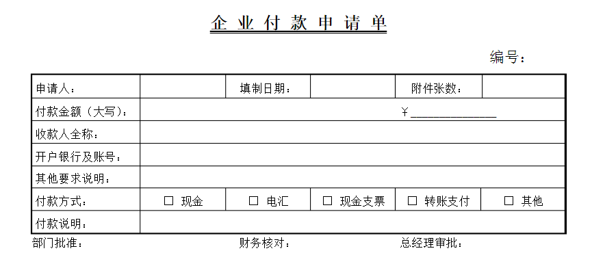 付款申请单的格式