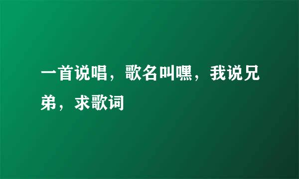 一首说唱，歌名叫嘿，我说兄弟，求歌词