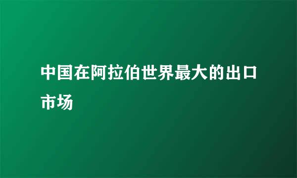 中国在阿拉伯世界最大的出口市场