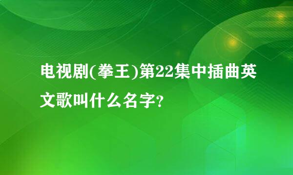 电视剧(拳王)第22集中插曲英文歌叫什么名字？