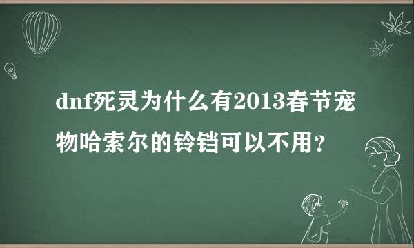 dnf死灵为什么有2013春节宠物哈索尔的铃铛可以不用？