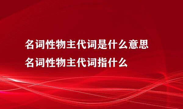 名词性物主代词是什么意思 名词性物主代词指什么