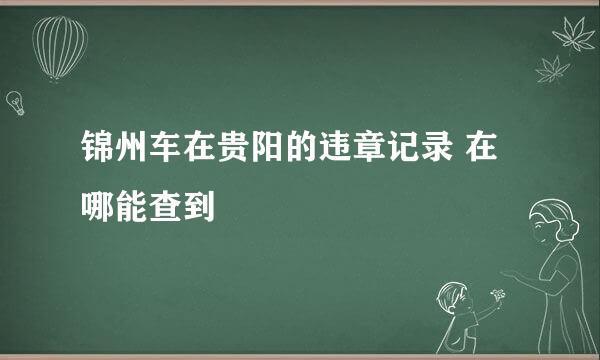 锦州车在贵阳的违章记录 在哪能查到