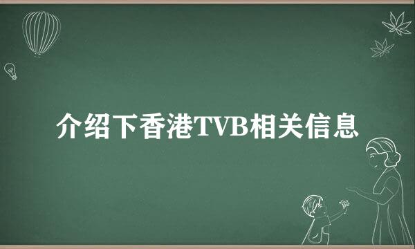 介绍下香港TVB相关信息