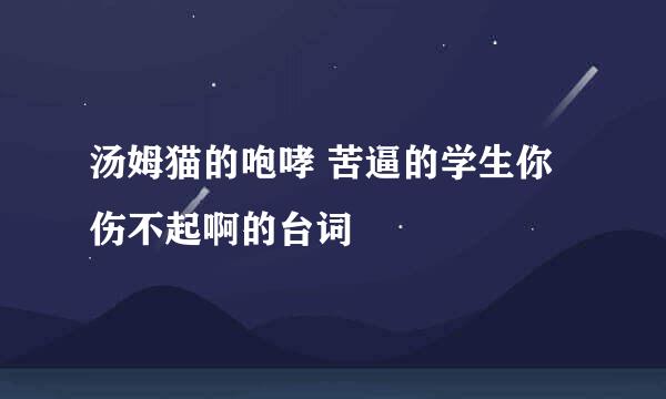 汤姆猫的咆哮 苦逼的学生你伤不起啊的台词