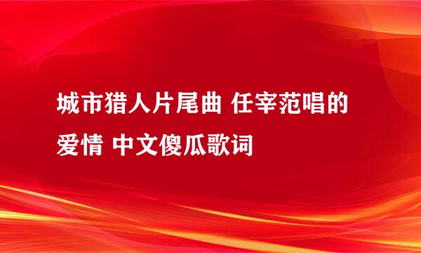 城市猎人片尾曲 任宰范唱的爱情 中文傻瓜歌词